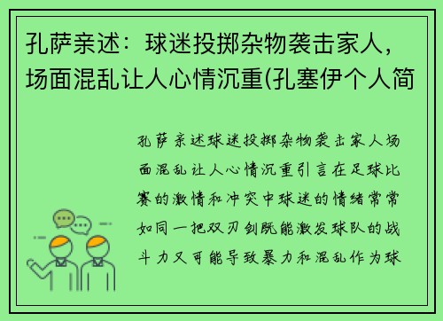 孔萨亲述：球迷投掷杂物袭击家人，场面混乱让人心情沉重(孔塞伊个人简介)